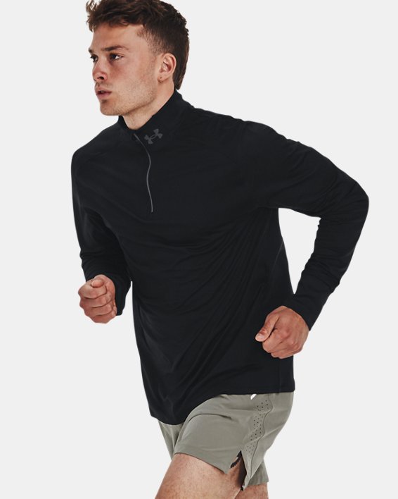 UA Qualifier Run Shirt mit ½ Zip für Herren, Black, pdpMainDesktop image number 2